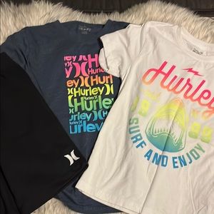 Hurley Kids Graphic T-Shirts - Blue and White